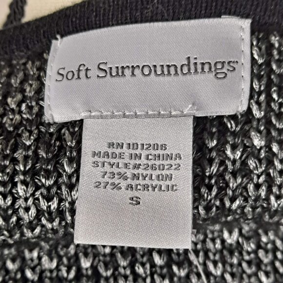 Soft Surroundings Black/Silver Open Front Long Cardigan 4 Pockets Size Small NWT - Picture 7 of 11